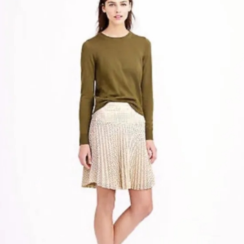 NWOT J.Crew Laser-Cut Pleated Women’s Skirt In Beige Size 6